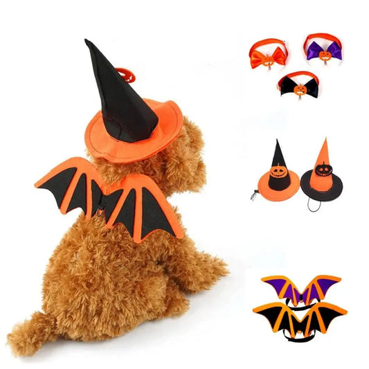 Non-woven Cat Bat Transformation Costume Adjustable Pumpkin Pattern Pet Bat Wings Bowknot Pet Halloween Costume Halloween