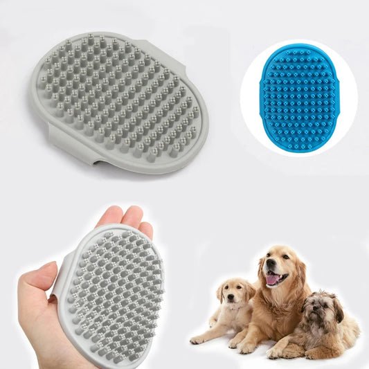 Cat Grooming Comb Dog Bath Brush Pet Grooming Shedding Soothing Massage Rubber Bristles Comb with Adjustable Ring Handle