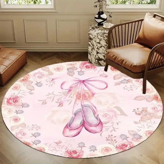Home Aesthetic Round Bedroom Bedside Pink Carpet Guest Room Princess Floral Floor Cushion Luxury Home Carpet Home Decoration