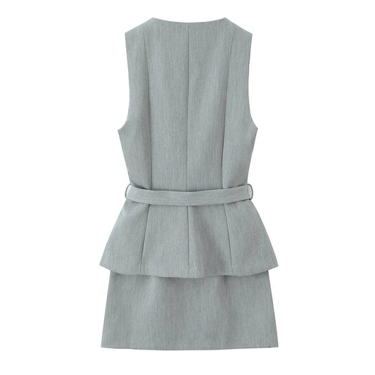 Women's clothing 2025 autumn new fashion style fake two-piece set royal sister light style dress