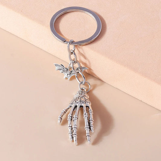 Cool Stainless Skull Hand Keychain Halloween Skeleton Claw keyring Pendants for Men Women Key Holder Handbag Decor Jewelry Gifts Mmall USA