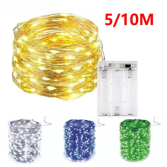 50Leds 100Leds Battery String Fairy Lights Copper Wire Christmas Light Wedding Party Holiday Fairy Lights Battery Power Supply