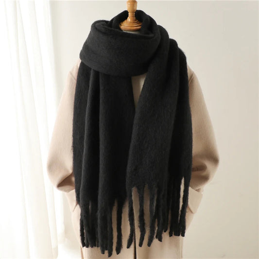 Winter Scarf for Women Cashmere Warm Solid Pashmina Blanket Wraps Female Thick Soft Bufanda Big Tassel Shawl Long Poncho Echarpe Mmall USA