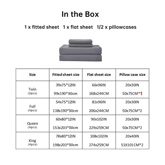 3/4pcs Bedding Set - Waterproof and Breathable Fitted Sheet Set for Bedroom, 1pc Flat sheet/ 1pc Fitted sheet /2pcs Pillowcases