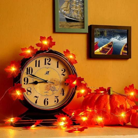 1pc Red Maple Leaf Fairy Lights 10/20/30/40 LED Fall String Lights For Home Party Thanksgiving Autumn Halloween Decoration Mmall USA
