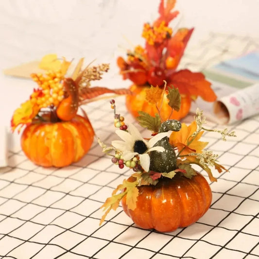 Fall Decorations Maple Leaves Artificial Pumpkins Fall Thanksgiving Halloween Decor Home Table Decorations Party Ornaments