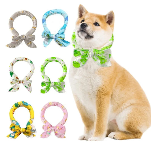 Cute Print Dog Cooling Collar Summer Pet Dog Ice Scarf Pet Cool Bandana Adjustable Pet Outdoor Prevent Heatstrok Dog Accessories