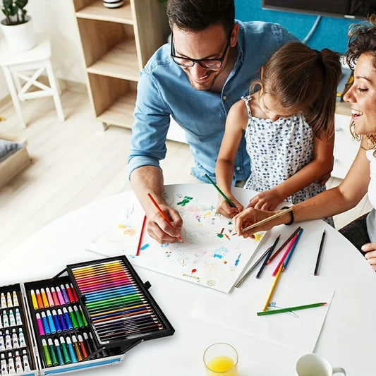 Art Supplies, 145 Pack Painting Drawing Art Kit , Deluxe Double Layers Art Set Crafts, Colored Pencils, Oil Pastels, Watercolor