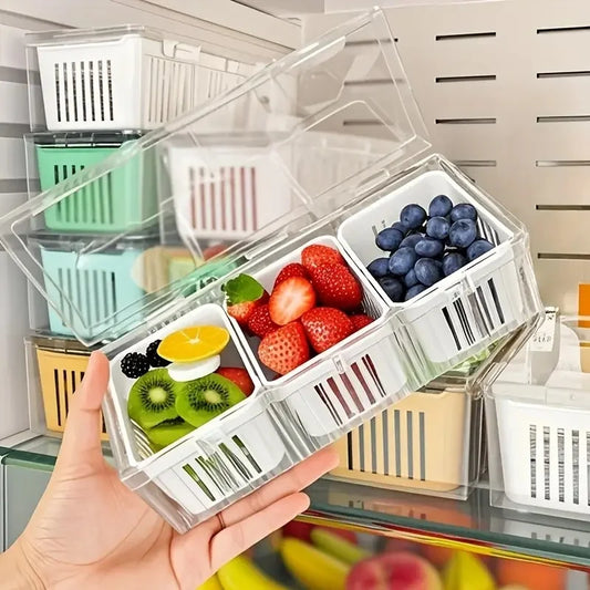 1 Set of Food Storage Containers Square Transparent Compartments for Refrigerators, Salad, Fruit, Vegetable And Condiment Boxes