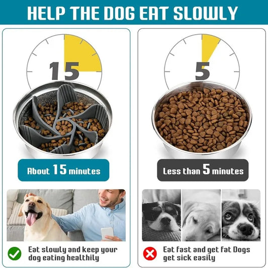 Slow Feeder Dog Bowl — Suction Cup Anti-Choking Maze Bowl for Dogs