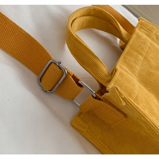 Women’s Corduroy Handbag – Large Capacity Square Shoulder Bag, Casual Fashion Tote
