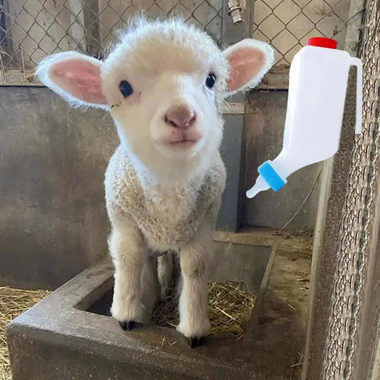 Goat Milk Feeder Bottle with Feeding Nipple Portable Calf Nursing Bottle for Lamb Calf Bull Cows Farm Animal Livestock Supplies