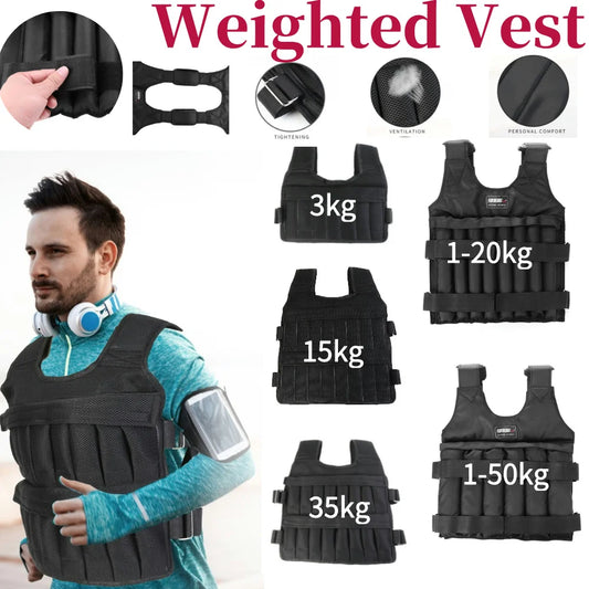 3-50kg Workout Weight Jacket Adjustable Weighted Exercise Vest Workout Equipment for Running Training Workout Jogging Walking