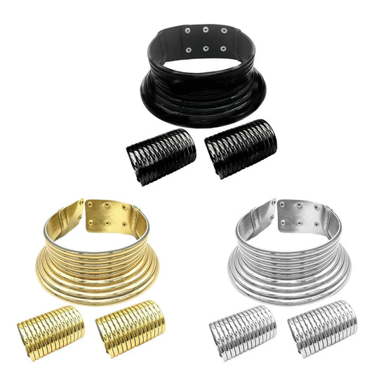 Charm African National Choker Collars Bracelet Set Long Neck Collar Snap