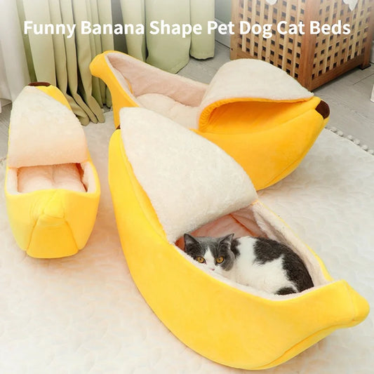 Cute Cats Beds Deep Sleep Comfort In Winter Bed Banana Shape for Cat's House Products Pets Creative Indoor Small Cat Dog Beds