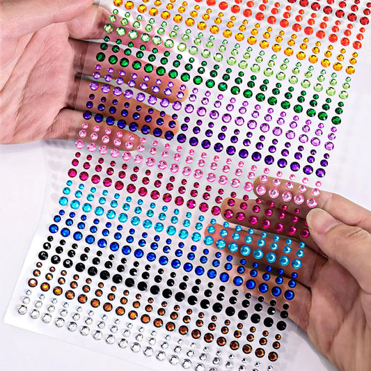 162/216/900pcs Eye&Face&Body Diamond Tattoos Stickers 3/4/5/6mm Colored Glitter Rhinestone Tattoo for Party Makeup Gem Accessory