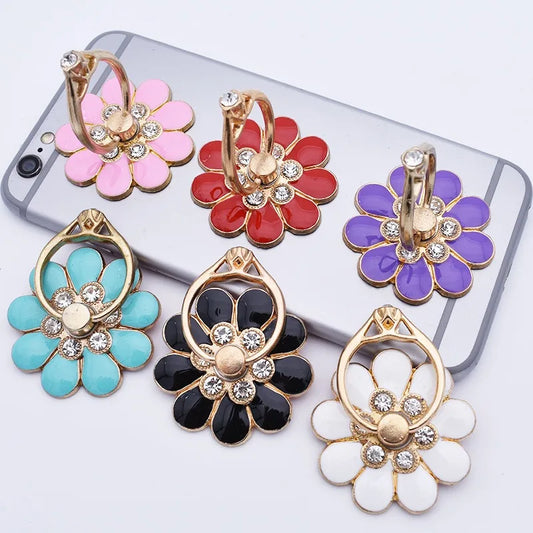 Mobile Phone Case Accessories Alloy Flower Phone Holder Creative Metal Ring Buckle Mobile Phone Decoration DIY Back Sticker