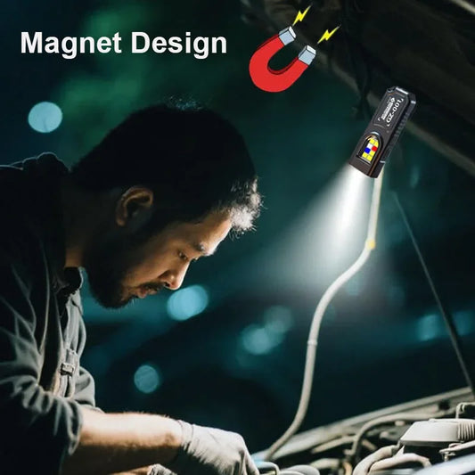 Powerful Mini COB LED Keychain Flashlight USB C Rechargeable Hanging Work Light Waterproof Keyring Camping Walking Pocket Lamp