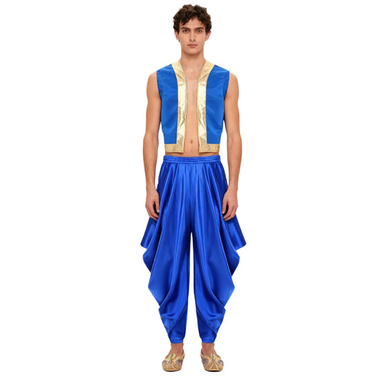 Mens Arabian Costume Arabian Prince Cosplay Dress Up Vest Waistcoat Harem Pants Suit for Halloween Carnival Stage Performance