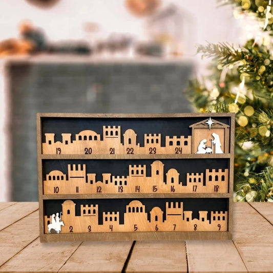 Holiday Nativity Set with 24 Day Christmas Countdowns Sturdy Wood Base Desktop Decoration for Festival Home Atmospheres