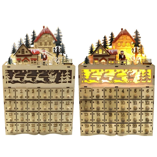 Holiday Countdown Calendar with 24 Drawers Desktop Decoration Christmas Gift