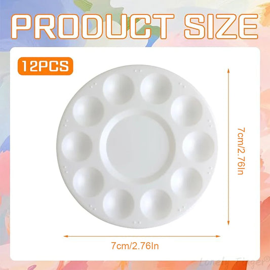 Plastic Paint Palettes 12 Pieces Paint Palette Tray Art Supplies Paint Palette for Gouache, Acrylic Paint and Watercolors