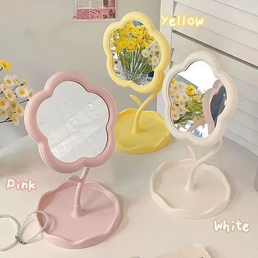 Floral Desktop Mirror – Creative Round Table Mirror for Bedroom, Dorm, Vanity Decor, Trendy & Stylish