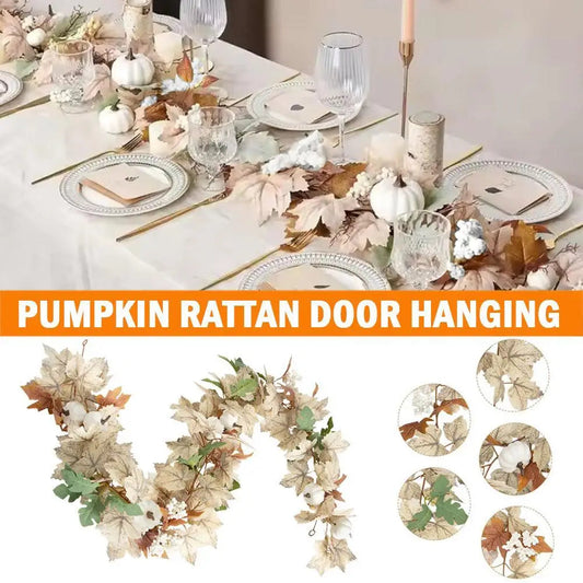 Fall Decoration 175cm Maple Leaf Pumpkin Berry Garland For Thanksgiving Halloween Christmas Festive Wall Hanging Fall Decoration Mmall USA