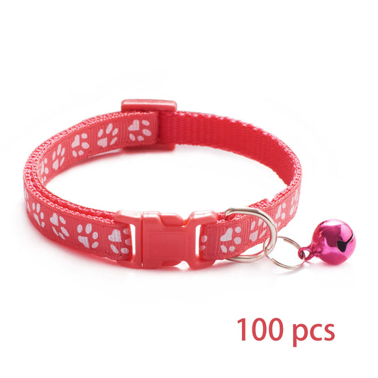 100 PCS Wholesale With Bell Collars Delicate Safety Casual Dog Collar Neck Strap Fashion Adjustable Bell Pet Cat Dog Collars