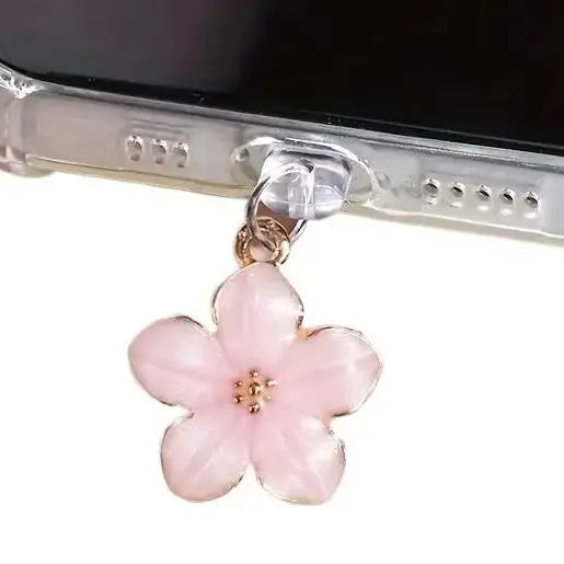 Sakura Flowers Phone Dust Plug Accessories Decoration Hanging Pendant For Phone Charging Port