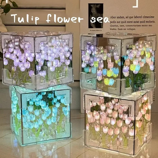 DIY Tulip Flower Cube Night Lamp — Romantic Gift for Couples & Anniversaries