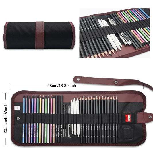 Drawing pencils, 38 art supplies sketching pencil sets, graphite pencils, charcoal pencils, and 12 metallic pencils,art supplies