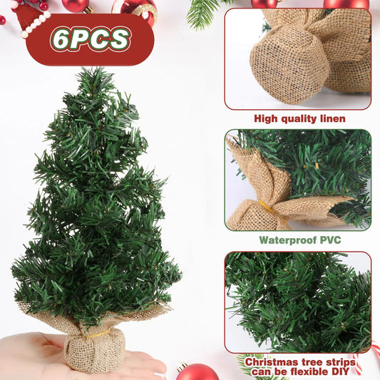 20cm Mini Artificial Christmas Tree Desktop Fake Pine DIY Small Desktop Decorative Holiday Party Xmas Tree Ornaments