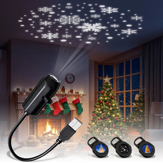 USB Projector Night Light LED Christmas Halloween Moon Lamp Holiday Ornaments For Ceiling Wall Atmosphere Mood Light Room Decor Mmall USA