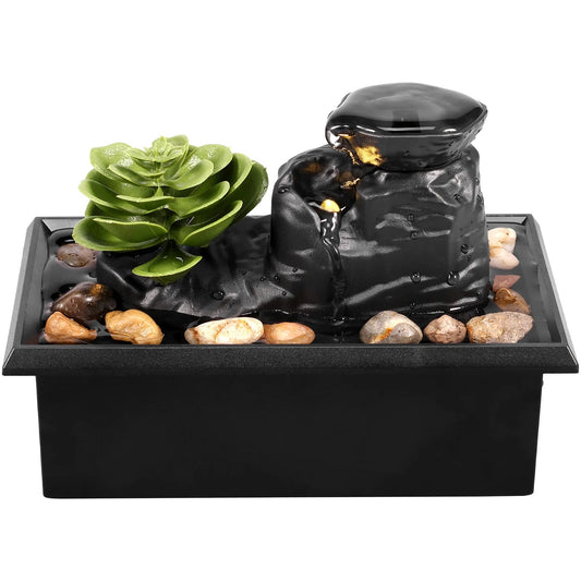 Tabletop Waterfall Home Decor Relaxation Meditation Desktop Fountain with Soft Lights Flowing Water Ornaments Mother's Day Gifts Mmall USA
