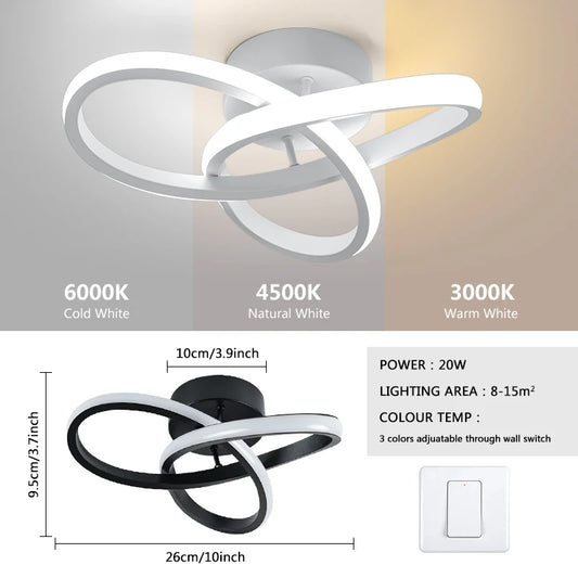 Household LED Chandelier Three Colors Lamp Modern Style Ceiling Lamp Bedroom Light Surface Installation 220v Dining Room Lamp