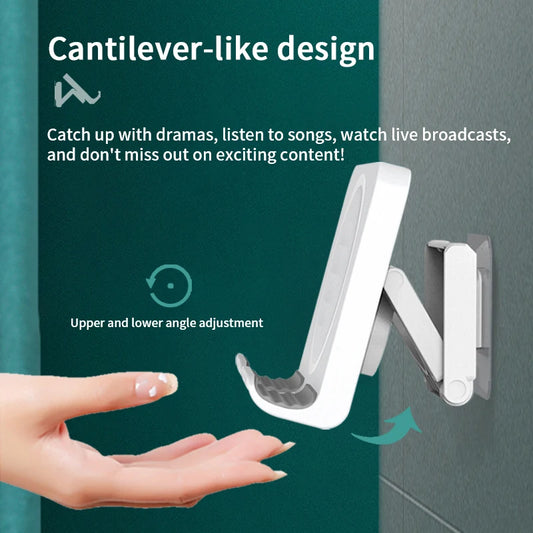 Wall-mounted Phone Stand Lazy Person's Phone Stand Bathroom Kitchen Bedside Hole-free Phone Stand Desktop Stand