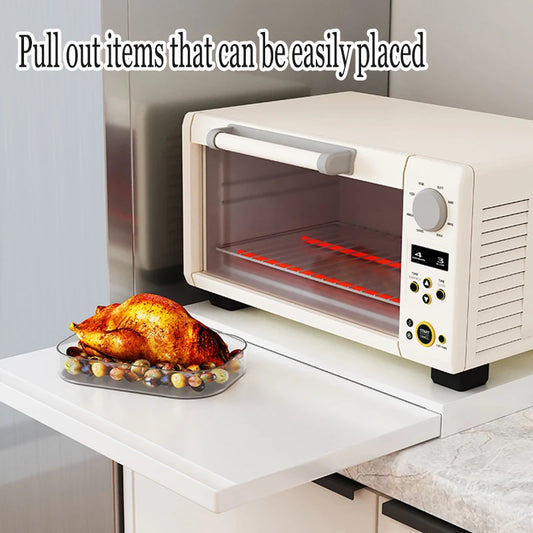 Kitchen microwave storage rack, bottom pull-out tool, drawer style basket, oven bracket, sliding partition, pot and bowl rack Mmall USA
