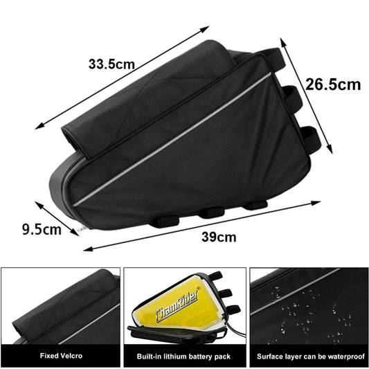 battery bag for electric bicycle, 36v, 48v, 60v, 72v, e-bike, triangular bags for black bicycle box, maximum load of 126 cells