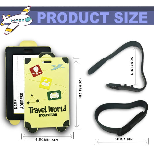 Solid Color Airplane Accessories,Silicone Travel Luggage Tags – Name & ID Card Holder, Anti-Counterfeiting,