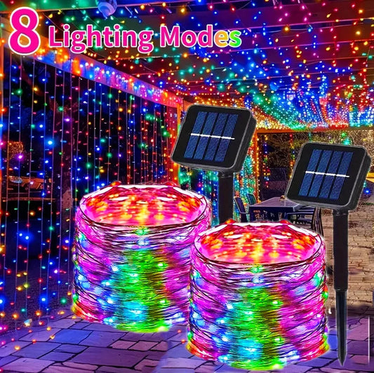 Outdoor Solar Power String Lights LED Solar Fairy Lights Waterproof with 8 Modes for Gardens Trees Parties Wedding Christmas Mmall USA