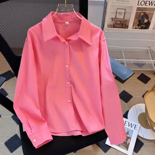 Women's Clothing Solid Color Elegant New Purple Shirt Stylish Loose Fit Unique Long Sleeve Top Fashion T-shirt