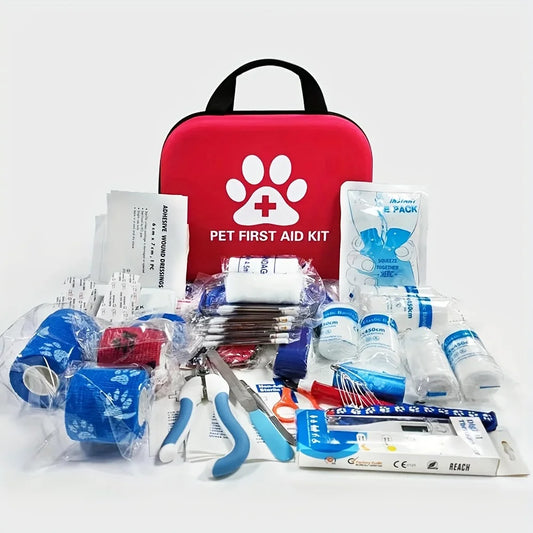 61pcs portable EVA emergency dog and cat pet first aid kit set for outdoor travel and camping with medical supplies
