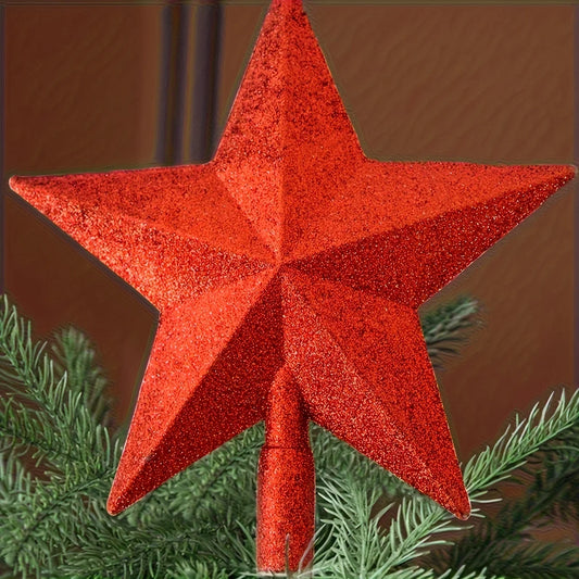 20cm Chrismas Star Tree Topper Glitter Golden Powder Merry Christmas Tree Decor Home Navidad Ornaments Five-pointed Star Decor