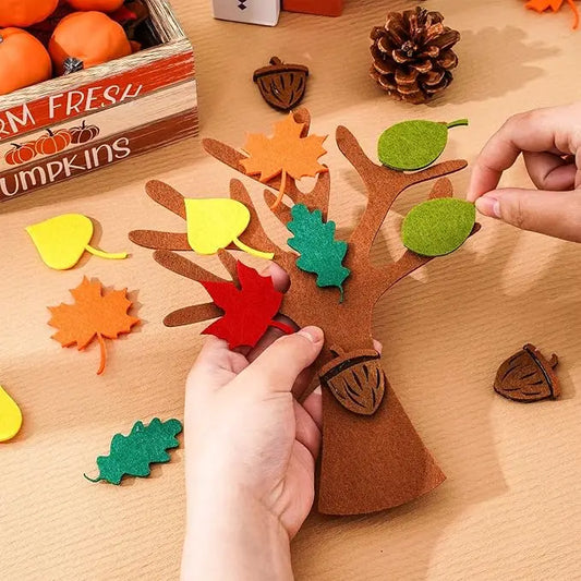 Thanksgiving Felt Tree Craft Kit Fall Tree Montessori Busy Board Family Decorations Activity Education Toy Wall Hanging Gifts
