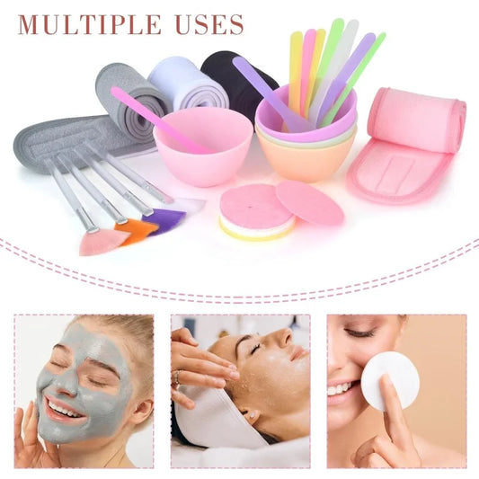 Facial Brush Mask Bowl Spoon Set Mask Brushes DIY Beauty Tools Cream Mud Film Adjusting Mixing Tool Skin Care Makeup Supplies
