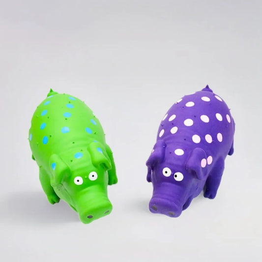 Pet Latex Pig Toy - Squeaky, Spotted, Durable Chew & Molar Toy for Dogs, Pet Puzzle Supplies