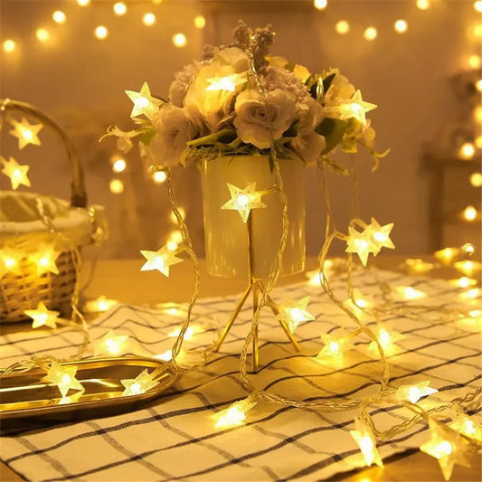 LED String Lights Outdoor Star Chain Lights Garland Lights Bulb Fairy Lights Party Home Wedding Garden Christmas Decor Mmall USA