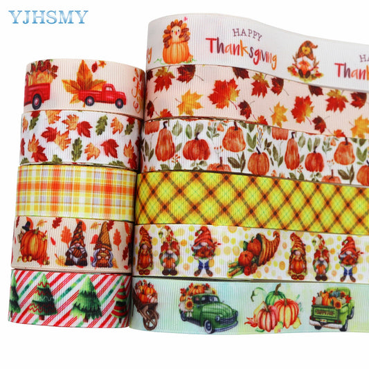 Fall Ribbons Fall Thanksgiving Grosgrain Ribbon Sunflower Pumpkin Leaves Fall Decor Ribbons for Autumn Thanksgiving Gift Wrap