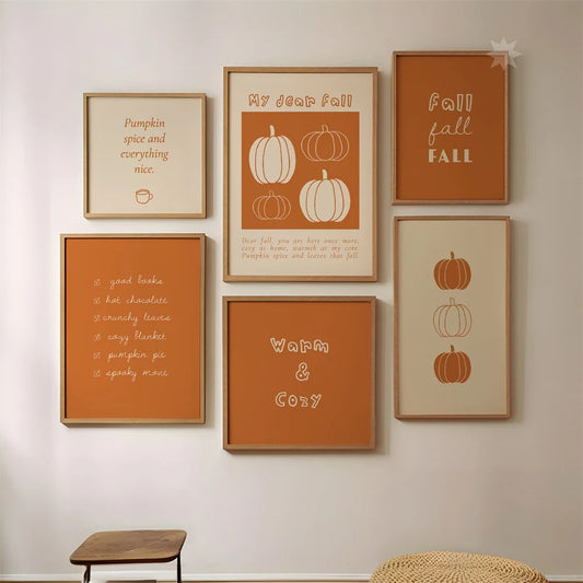 1pc Fall Gallery Wall Art | Print Bundle Prints Orange Fall Decor Printable Art Trendy Pumpkin Print Orange Autumn Posters